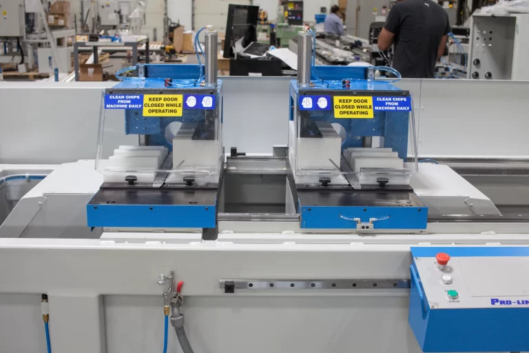 DMT-220P DOUBLE MITER SAW front view with operator panel